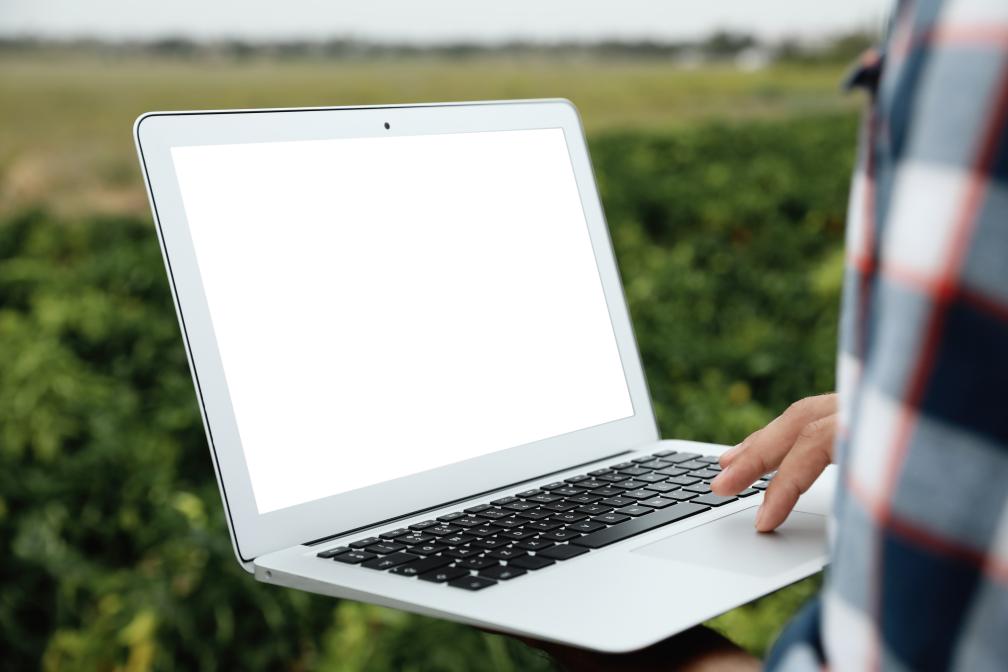 Laptop Feld Mensch