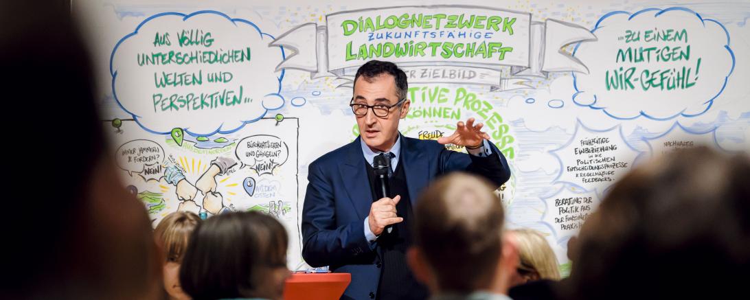 Cem Özdemir vor dem entwickelten Zielbild