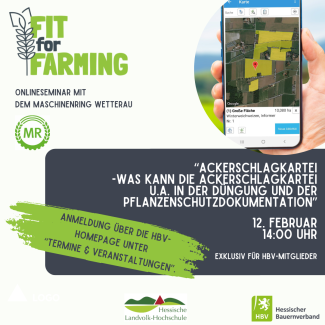 Fit for farming - Online-Seminar "Was kann die Ackerschlagkartei - u.a. Düngung und Pflanzenschutzmitteldokumentation"